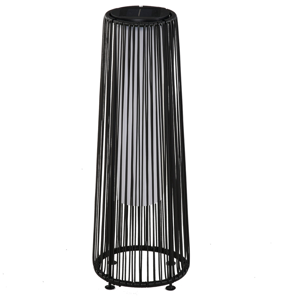 Candeeiro Solar de Vime de Energia Solar com LED 1,5 W Interruptor de Controle Automático de Luz Decoração Exterior Ø21,5x61cm Preto — foto 1