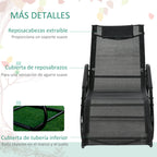 Espreguiçadeira de Jardim Ergonómica com Apoio para a Cabeça e Apoio para os Braços Espreguiçadeira Estofada em tecido Textilene Respirável para Terraço Pátio 59,5x160x83cm Preto — foto 5