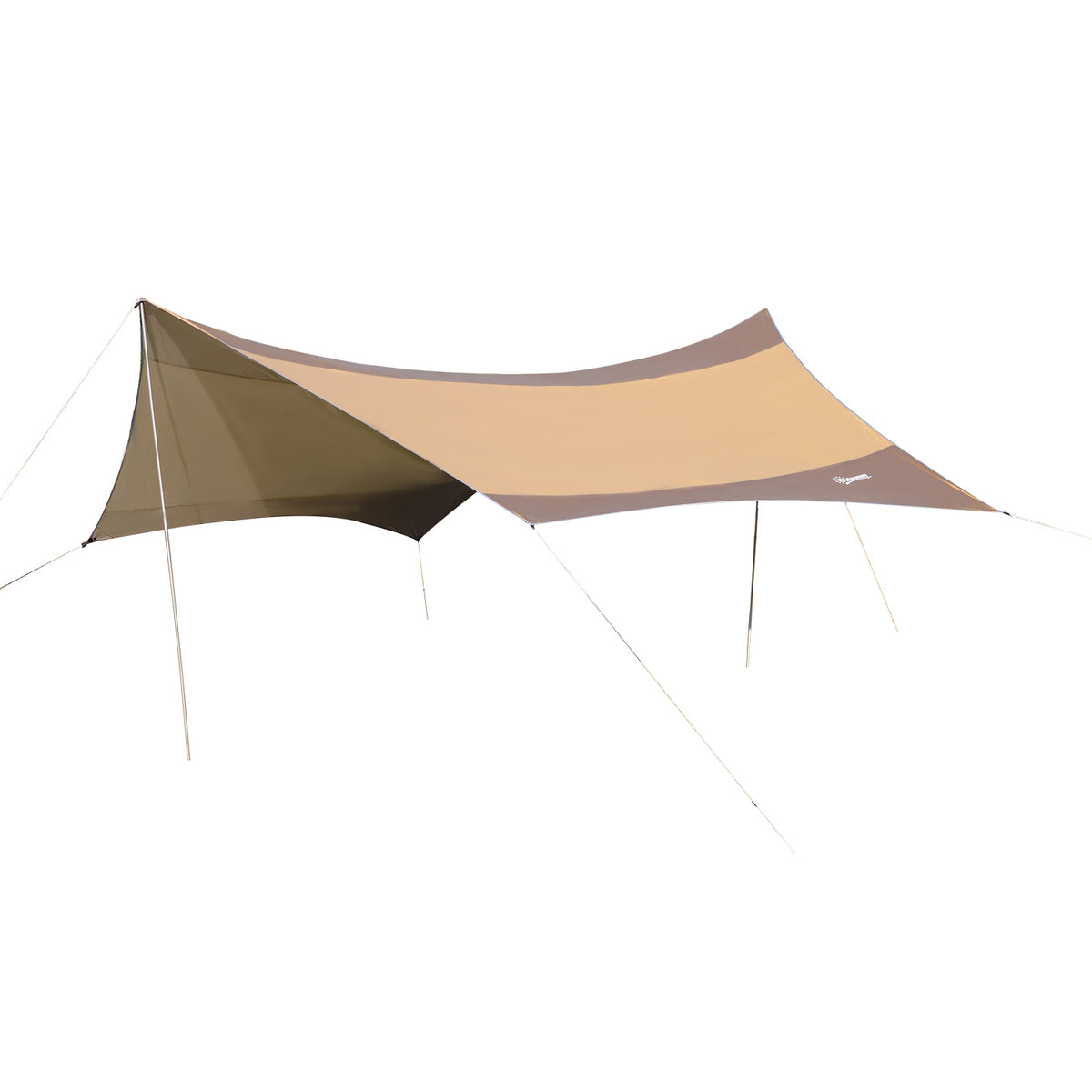 Abrigo de Campismo Portátil 555x550 cm Tenda de Campismo Impermeável com Proteção Solar para Praia Piquenique Exterior Marrom e Bege — foto 1