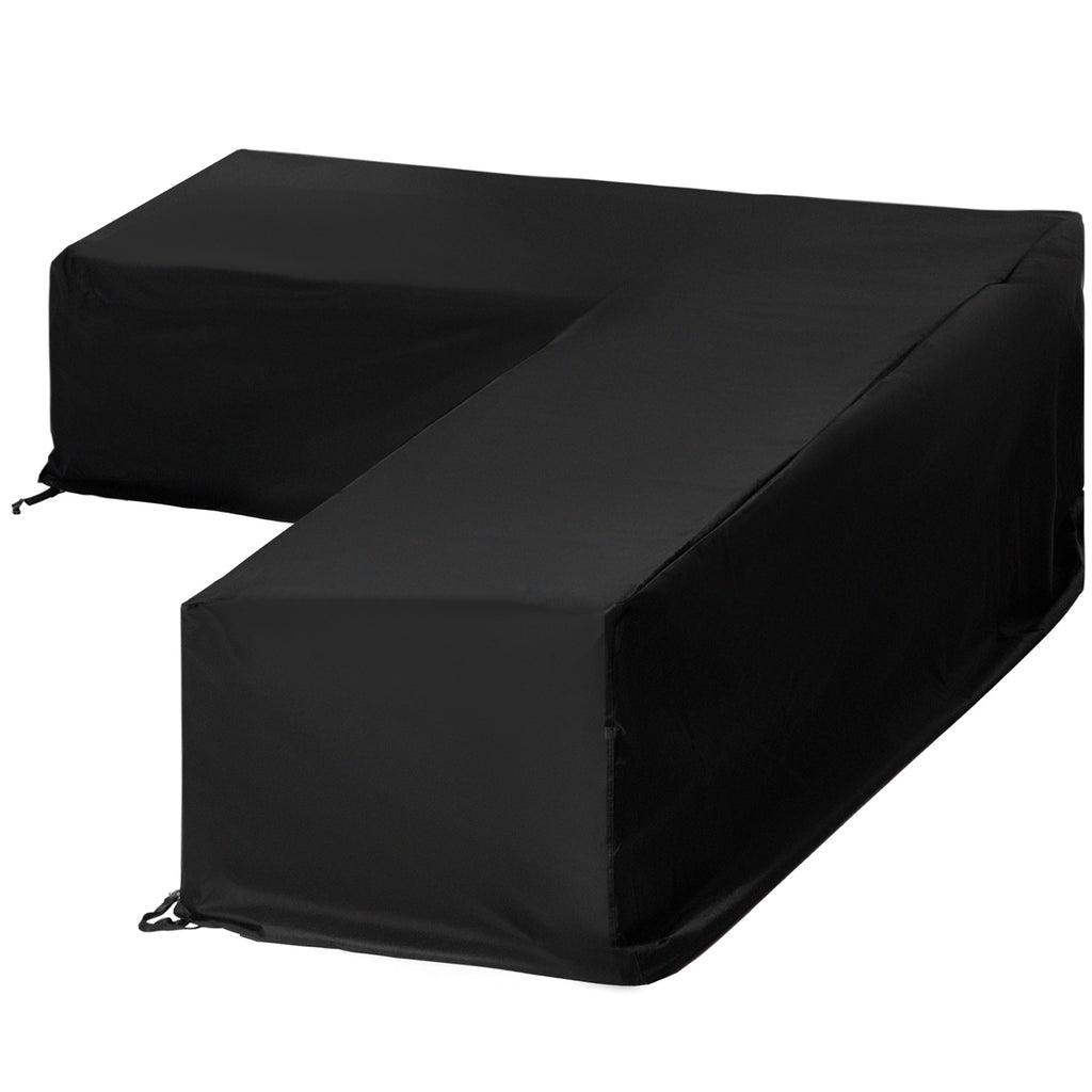 Capa Protetora para Móveis de Jardim em Forma de L Cobertura para Sofás Exterior com Fivelas de Tração Tecido Oxford 600D Impermeável 260x192x82cm Preto — foto 1