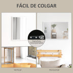 Espelho de Parede Decorativo 50x70 cm Espelho Retangular Espelho de Casa de Banho com 4 Ganchos Metálicos Estilo Moderno para Sala Quarto Entrada Branco — foto 5