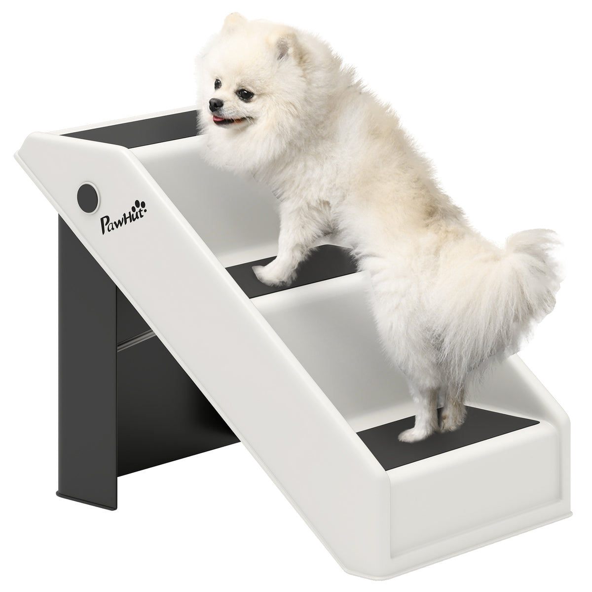 Escada Dobrável para Cães de 3 Degraus Portátil para Animais Mais Velhos Cães Pequenos Gatos para Cama Sofá 53x30,5x36,5 cm Creme — foto 1