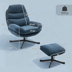 Poltrona Relax com Pufe Poltrona Lounge em tecido chenille Poltrona de TV moderna 78 x 93 x 100 cm Azul — foto 2