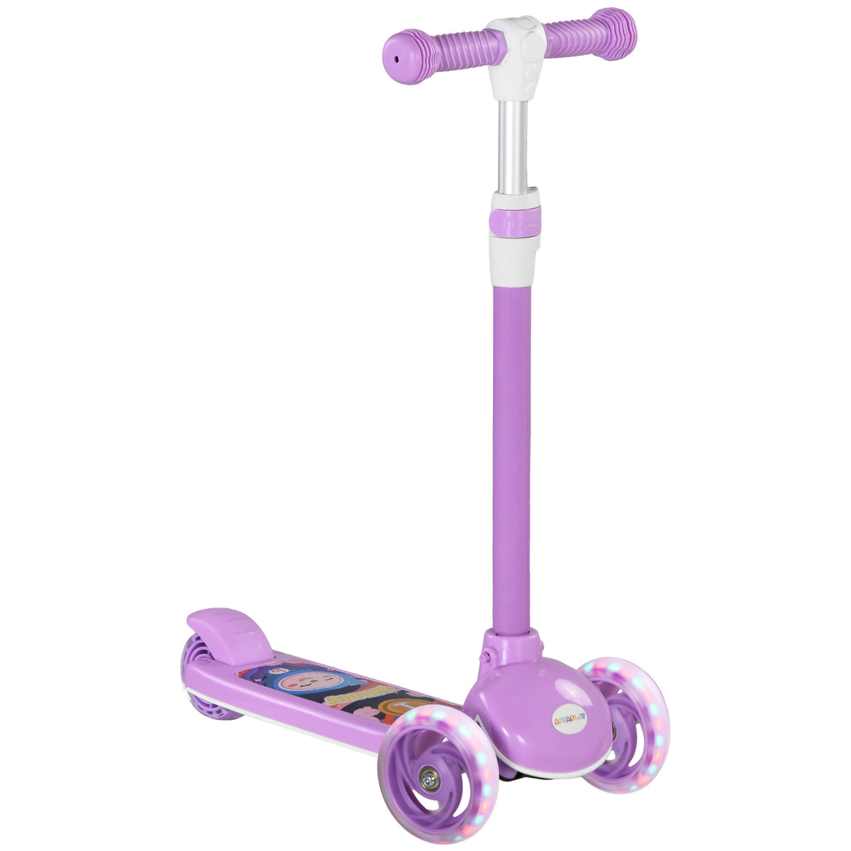 Patinete Infantil Rodas LED Passeio Suave Altura Ajustável Plástico Aço Lilás — foto 1