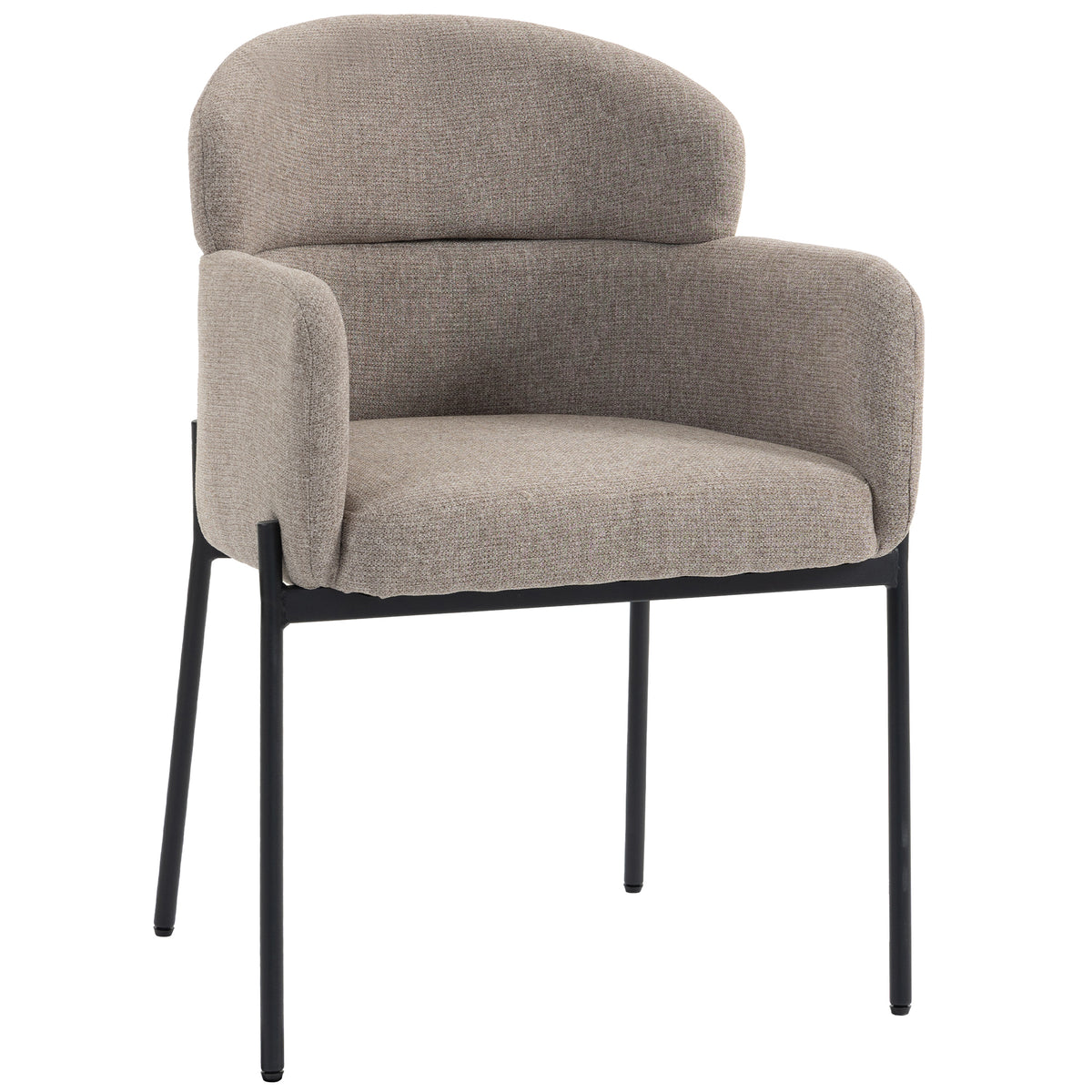 Poltrona de Destaque Moderna Poltrona em Chenille com Espuma de Alta Densidade Encosto Ergonômico Pernas de Metal Castanho Claro — foto 1