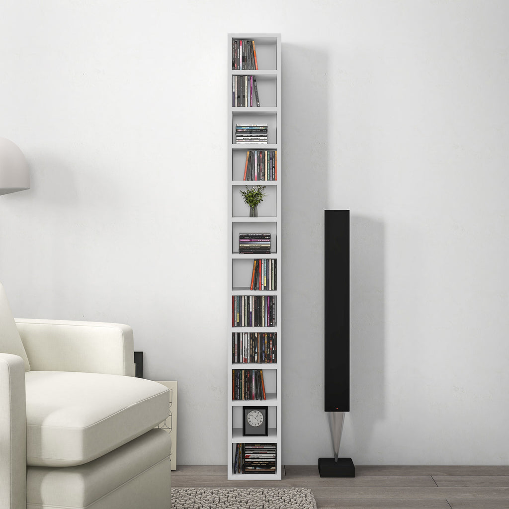 Armazenamento para CD e DVD com 12 Compartimentos Capacidade Máx. 204 CD 21x20x175 cm Branco — imagem 8