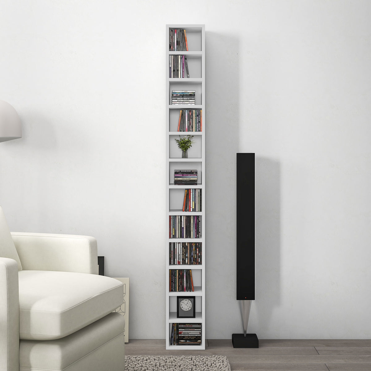 Armazenamento para CD e DVD com 12 Compartimentos Capacidade Máx. 204 CD 21x20x175 cm Branco — imagem 8