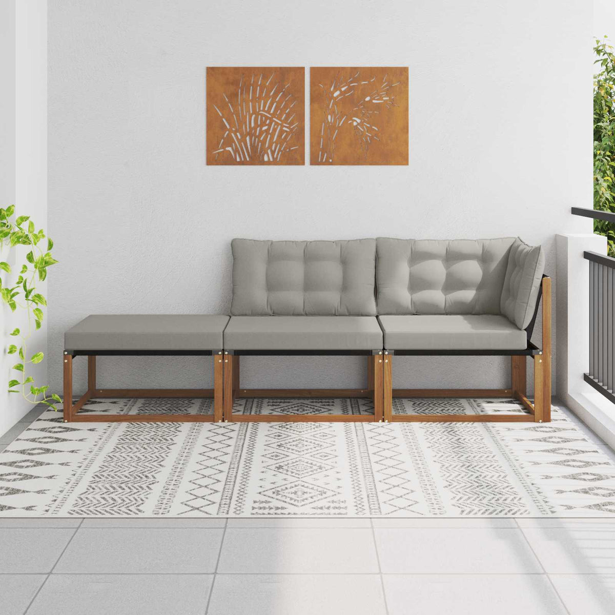 3 unid. Conjunto de Sofás para Exterior — foto 1