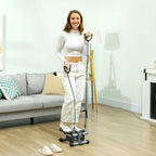 Mini Step para Exercício em Casa Máquina de Step Compacta com Bandas de Resistência Monitor LCD Pedais Antiderrapantes e Ajustáveis em Altura para Treino do Corpo 41x30,5x18,5 cm Cinza — foto 2