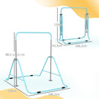 Barra de Ginástica Artística Barra Horizontal Dobrável com Altura Ajustável Equipamento de Ginástica para Treino em Casa para Crianças 154x106,2x88,5-128,5 cm Azul Celeste — foto 3