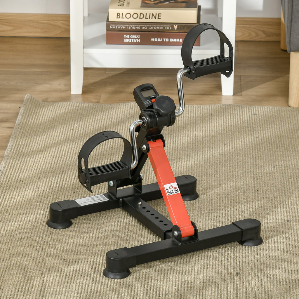 Mini Bicicleta Estática de Exercícios Mini Bicicleta Estática com Altura e Comprimento Ajustáveis Tela LCD Máquina de Pedalar de Mãos e Pernas 33-43x40x24,5-34,5 cm Preto — foto 2