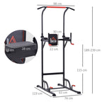 Torre de Exercícios Estação Multifuncional Altura Ajustável com 7 Orifícios para Treinamento Fitness para Casa Academia Escritório Carga Máxima 120kg 123x98x189-239cm Preto e Vermelho — foto 3