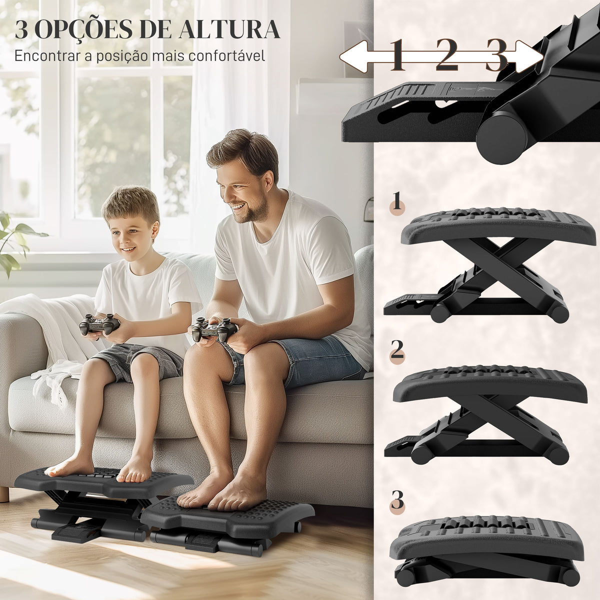 Apoio para os Pés de Escritório com Altura e Ângulo Ajustáveis Apoio para os Pés com Superfície de Massagem e Almofadas Antiderrapantes para Estúdio Escritório Casa Preto — foto 6