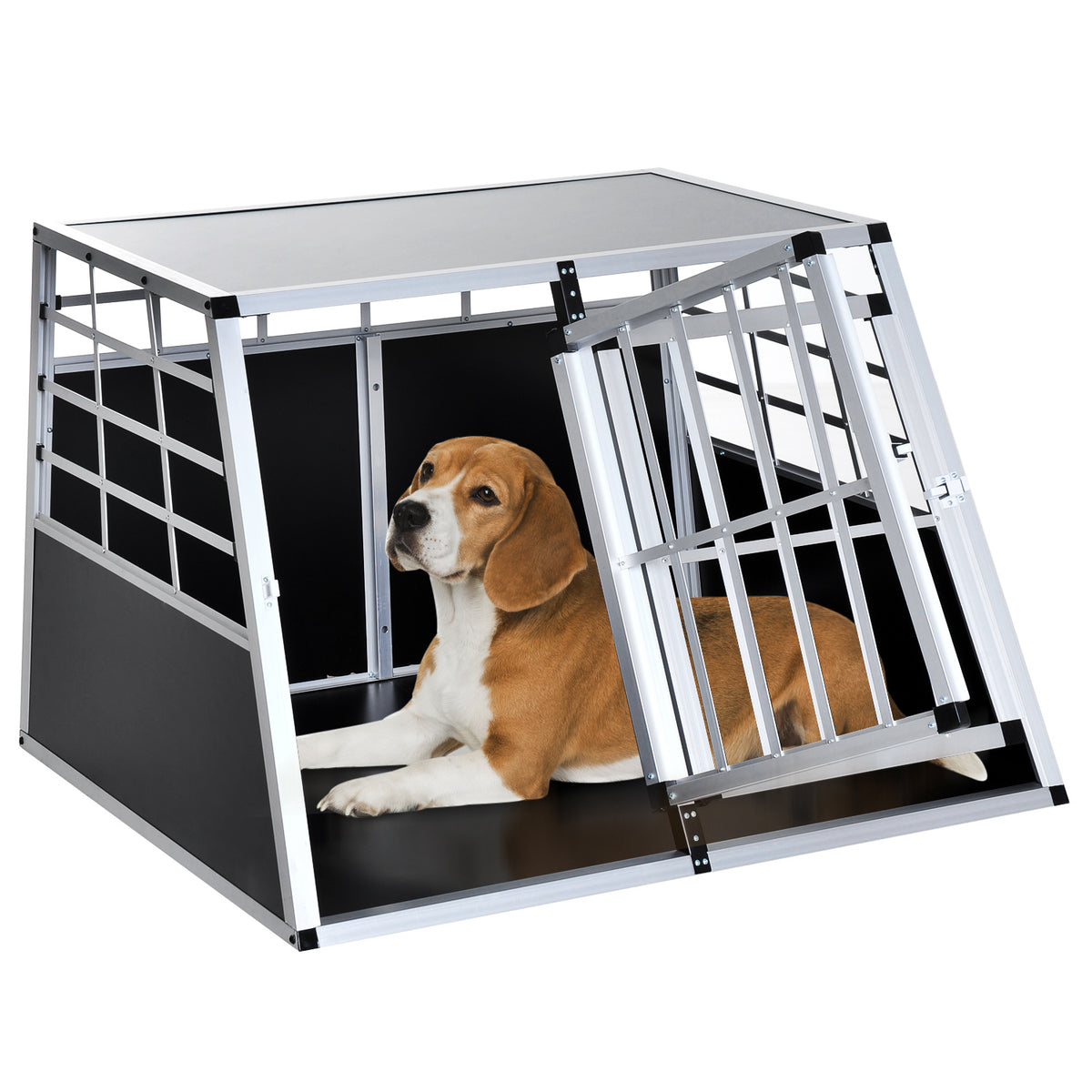 Gaiola de Alumínio para Cães Transportadora Alumínio para Cão para Viagem, Porta Dupla com Anteparo Amovível 104x91x69 cm — foto 2