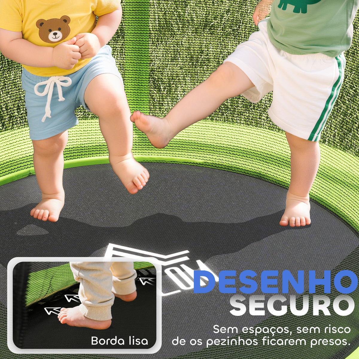Trampolim Infantil Ø140x190 cm Trampolim para Crianças de 3-6 Anos com Rede de Segurança Carga 45 kg para Interior Verde — foto 5