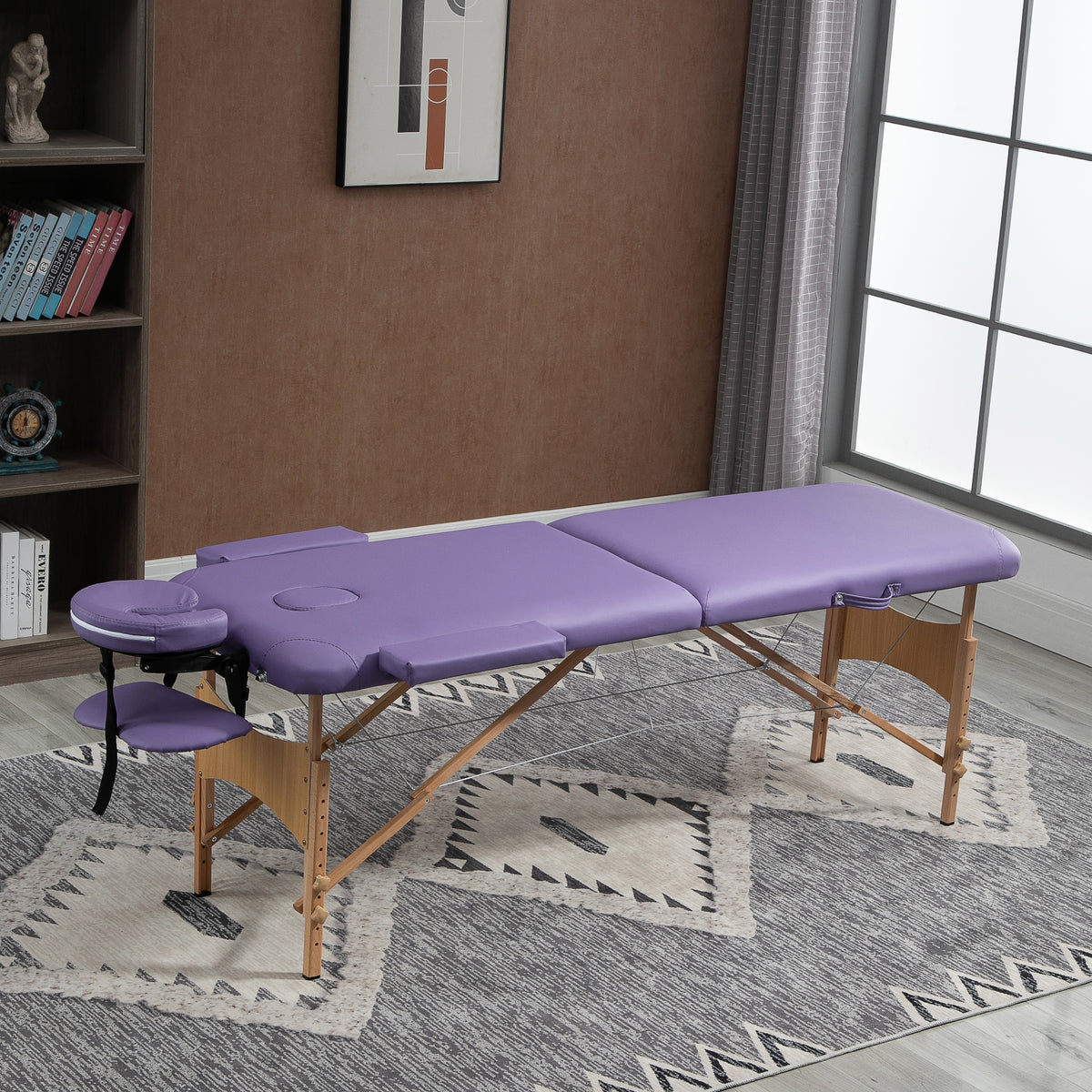 Marquesa de Massagem Dobrável Marquesa com Altura Ajustável 61-88 cm Desenho Ergonómico para Utilização Profissional Fácil de Transportar 185x60 cm Roxo — foto 2