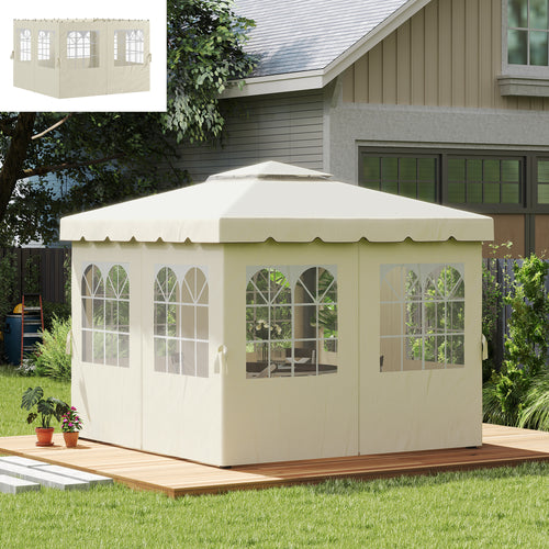 4 Paredes Laterais para Tenda 3x3 m Laterais de Tenda com Ganchos 8 Janelas Proteção UV Substituição Lateral para Tenda de Jardim Exterior Festa Creme — foto 2