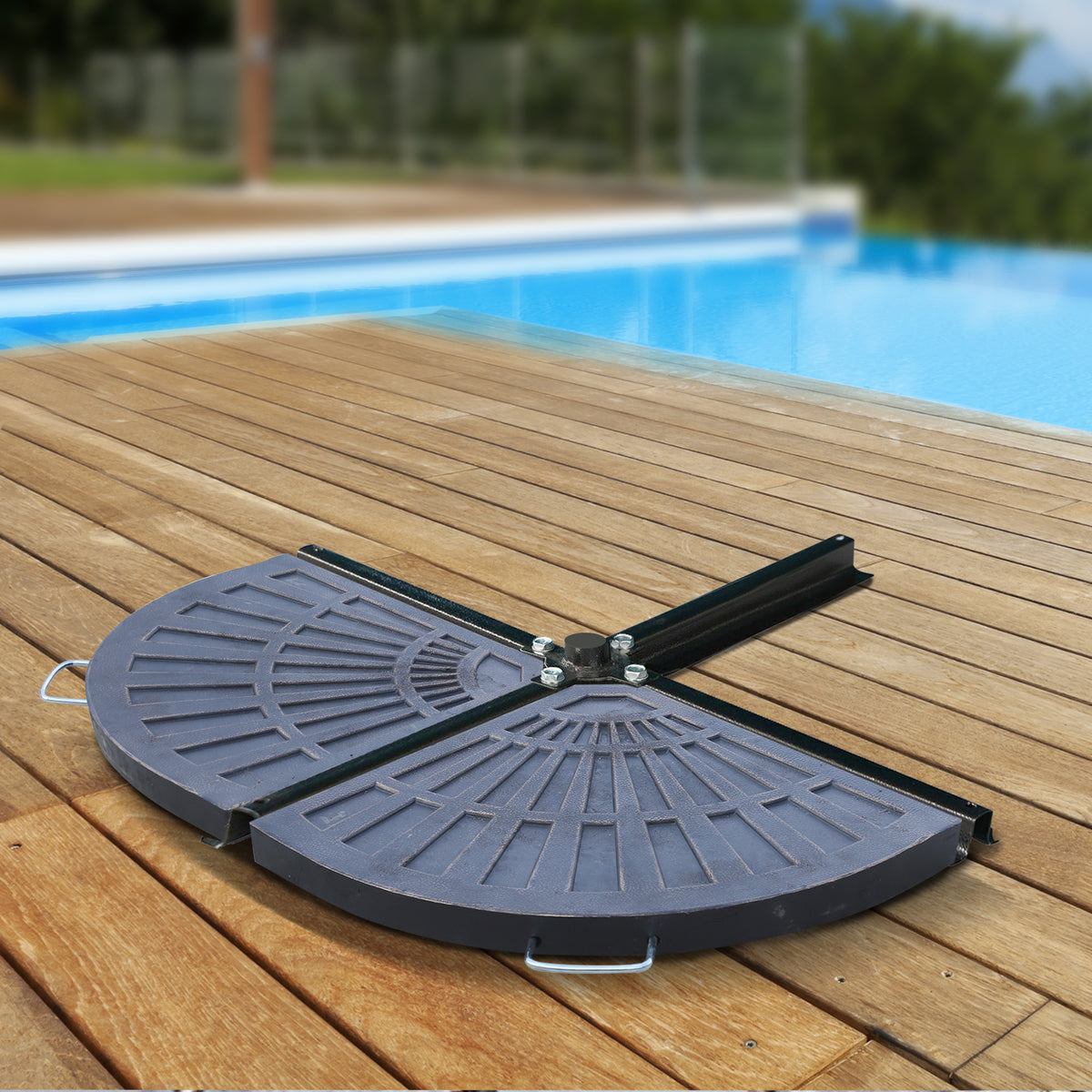Conjunto de 2 Peças de Base para Chapéu de Sol Excéntrico Suporte para Chapéu de Sol Excéntrico para Jardim Pátio 66x47x4,2cm Preto — foto 2