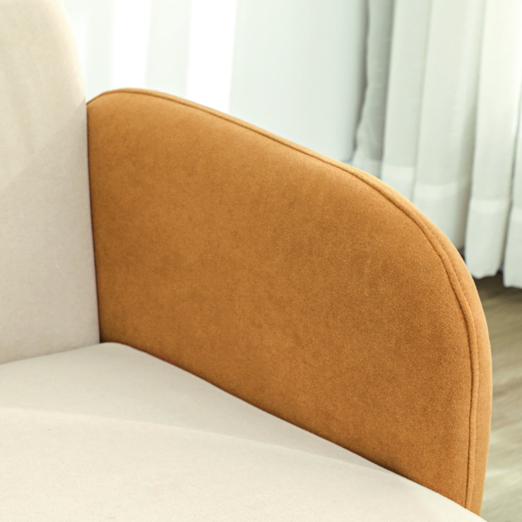 Poltrona de Sala Estofada em Veludo com Apoios de Braço e Pernas de Madeira Poltrona Compacta 120 kg para Quarto Escritório 72x76x74 cm Creme — foto 8