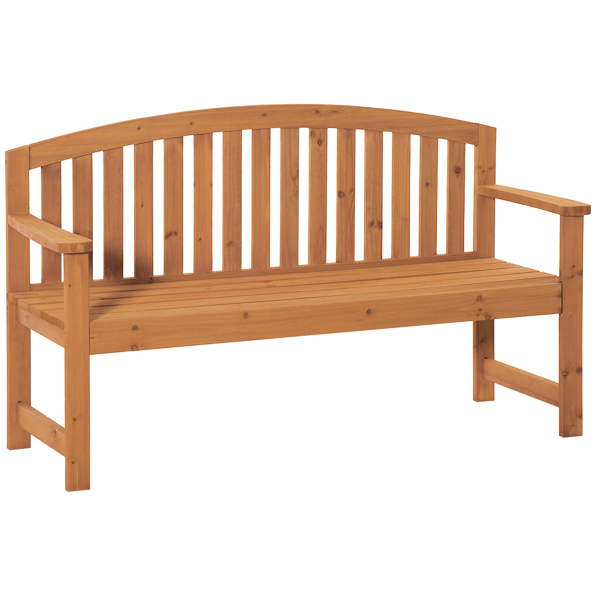 Banco de Jardim de 3 Lugares Banco de Ripas de Madeira com Encosto Apoio para os Braços Terraço Varanda Exterior Carga 320kg 140x50x85cm Natural — foto 1