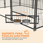 Parque para Cães com Toldo Canil para Exterior com Suporte Giratório para Comida 2 Tigelas Incluídas 211x141x151 cm Preto e Marrom — foto 6