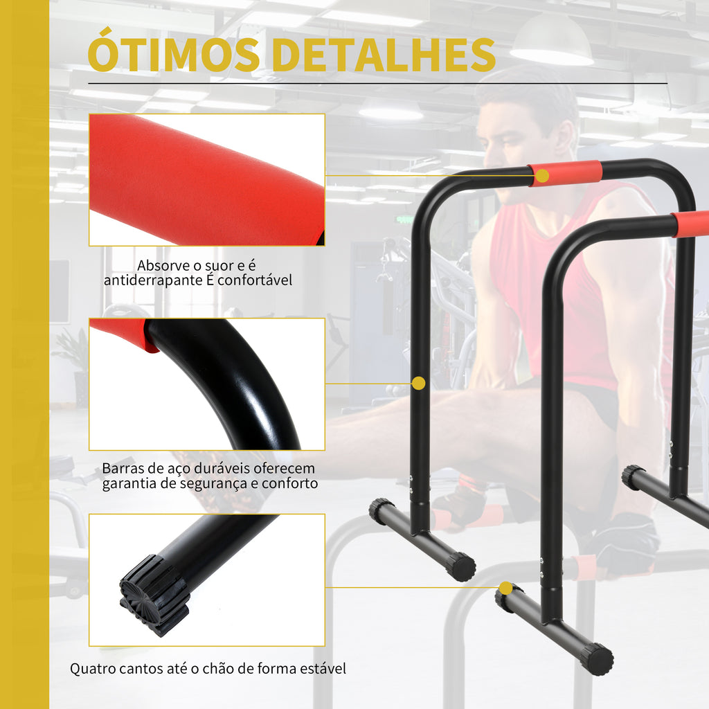 Suporte de treino de barras paralelas com alça extra larga para flexões inclinadas para construção muscular. Calistênicos. 63x41x73 cm Preto — foto 5