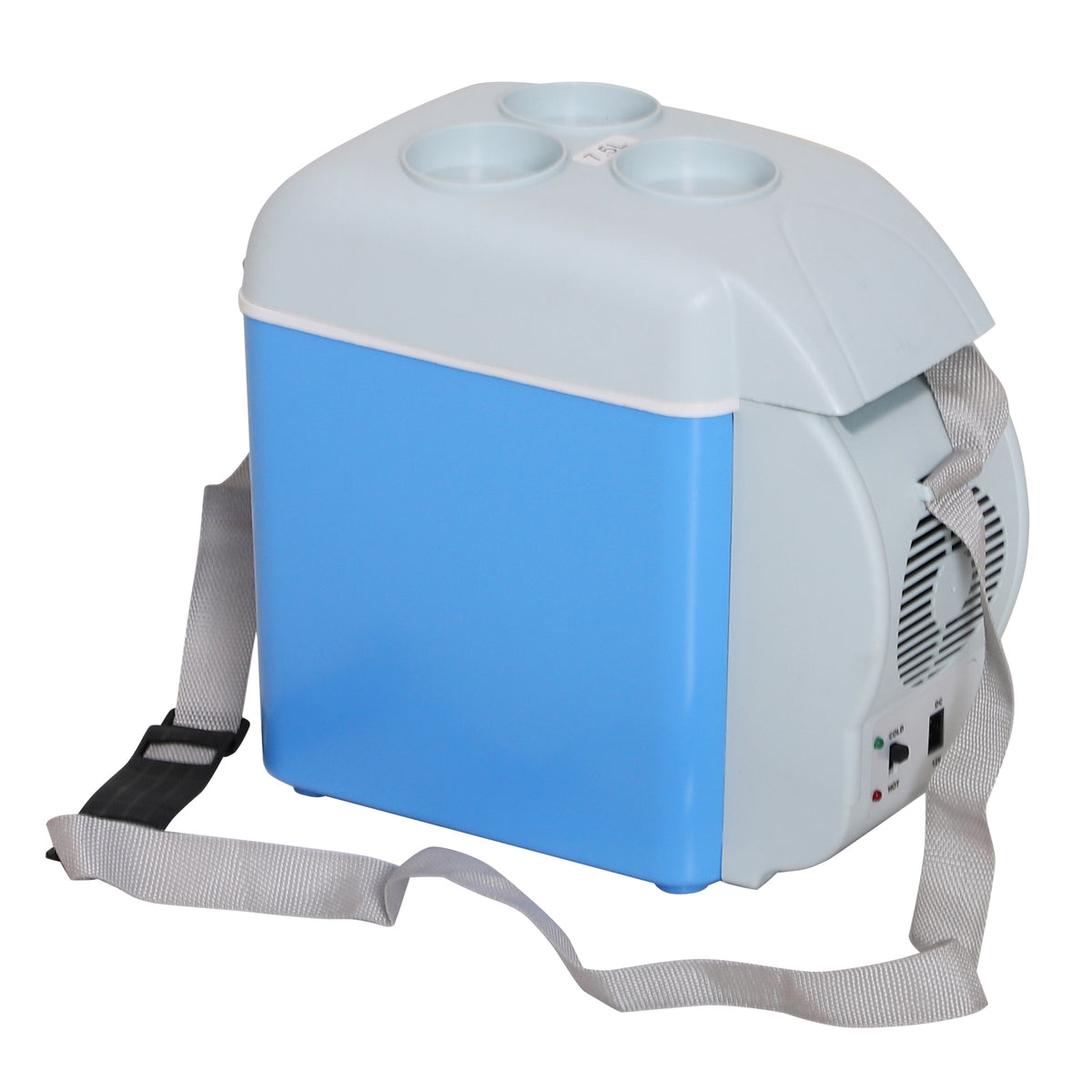 Geladeira Portátil Termelétrica 7.5L Carro Mini Caixa Fria Elétrica com 2 Funções para Fresco e Quente para Camping Viagens Piquenique Escritórios Domésticos Azul e Cinza — foto 1
