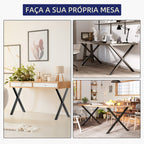 Conjunto de 2 Pés para Mesa Estilo Industrial 80x72cm em Forma de X Pés para Móveis de Aço com Protetores e Parafusos de Montagem Incluídos Preto — foto 7