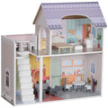 Casa de Bonecas com Móveis e Acessórios Casa de Bonecas de Madeira com Varanda e 2 Andares Brinquedo para Meninas e Meninos acima de 3 Anos 60x26,6x60 cm Multicor — foto 1