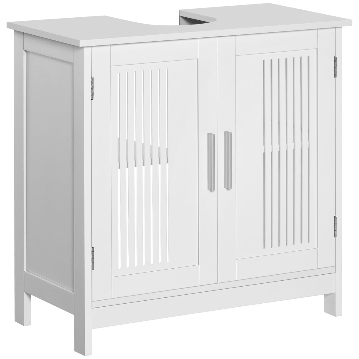 Móvel para Lavatório Armário Casa de Banho de Chão de Madeira com 2 Portas Ventiladas e Prateleira Interior Ajustável Moderno 60x30x60 cm Branco — foto 1