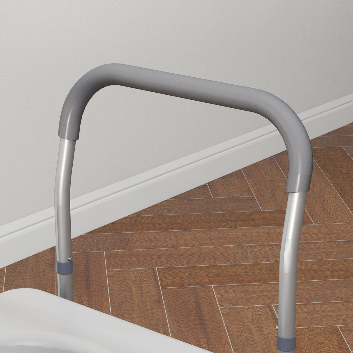 Cadeira Higiénica 4 em 1 Cadeira com Sanita de Alumínio Cadeira de Duche com Altura Ajustável e Almofadas Antiderrapantes Carga 136 kg para Pessoas com Deficiência Grávidas 64x53x70-82 cm Cinza — foto 8
