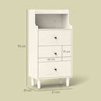 Cómoda com 3 Gavetas Cómoda de Quarto Estreita com Prateleiras Abertas Anti-Tombo Gaveteiro Alto para Sala de Estar Corredor 47x29x95 cm Branco Acinzentado — foto 3