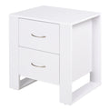 Mesa de Cabeceira com 2 Gavetas Pés e Base Elevada para Dormitório Mesa Lateral para Sala de Estar Estilo Moderno 48x39x54cm Branco — foto 1