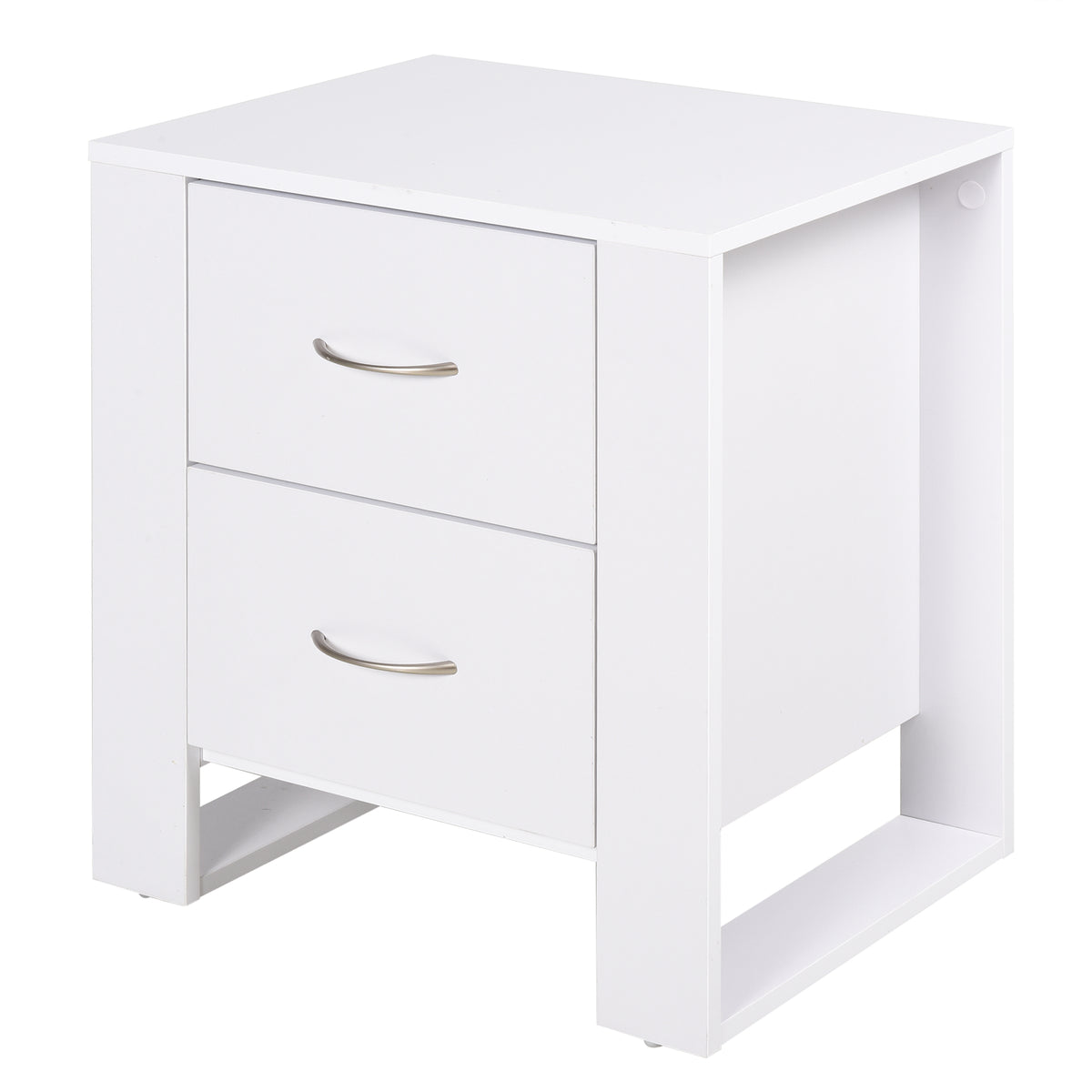 Mesa de Cabeceira com 2 Gavetas Pés e Base Elevada para Dormitório Mesa Lateral para Sala de Estar Estilo Moderno 48x39x54cm Branco — foto 1
