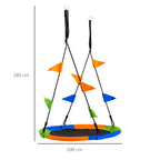 Baloiço de Jardim com Altura Ajustável com Cordas e Bandeiras para Crianças e Adultos Carga 80 kg Interior e Exterior Ø100x180 cm Multicolor — foto 3