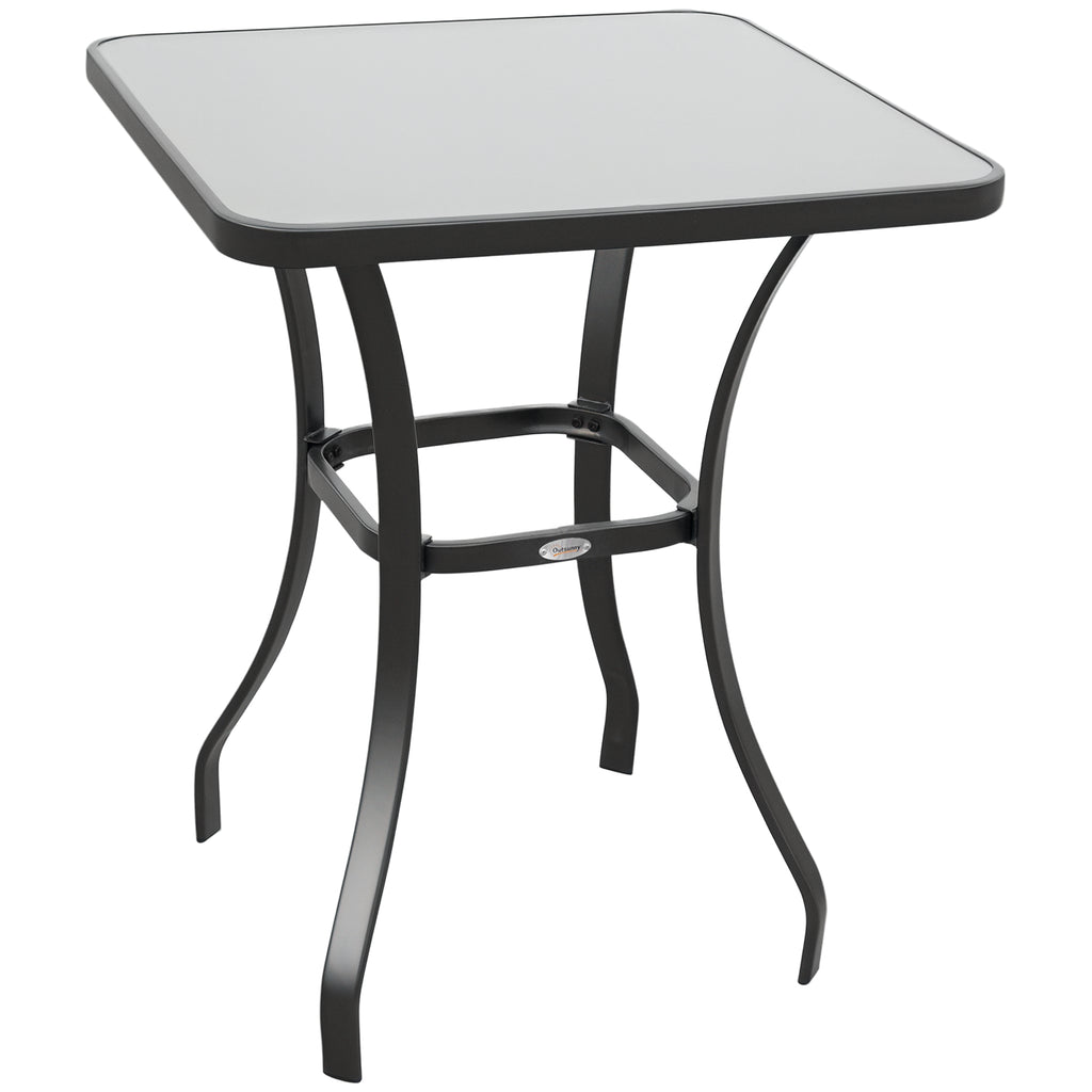 Mesa de vidro temperado com bordas arredondadas para pátio Terraço Varanda 68,5x68,5x84 cm Preto e translúcido — foto 1