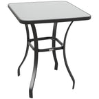 Mesa de vidro temperado com bordas arredondadas para pátio Terraço Varanda 68,5x68,5x84 cm Preto e translúcido — foto 1