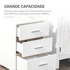 Bloco de Gavetas para Escritório Móvel de Arquivos com 3 Gavetas 4 Rodas e Fechadura com 2 Chaves para Escritório Secretária Casa 40x40x61,5 cm Branco — foto 6