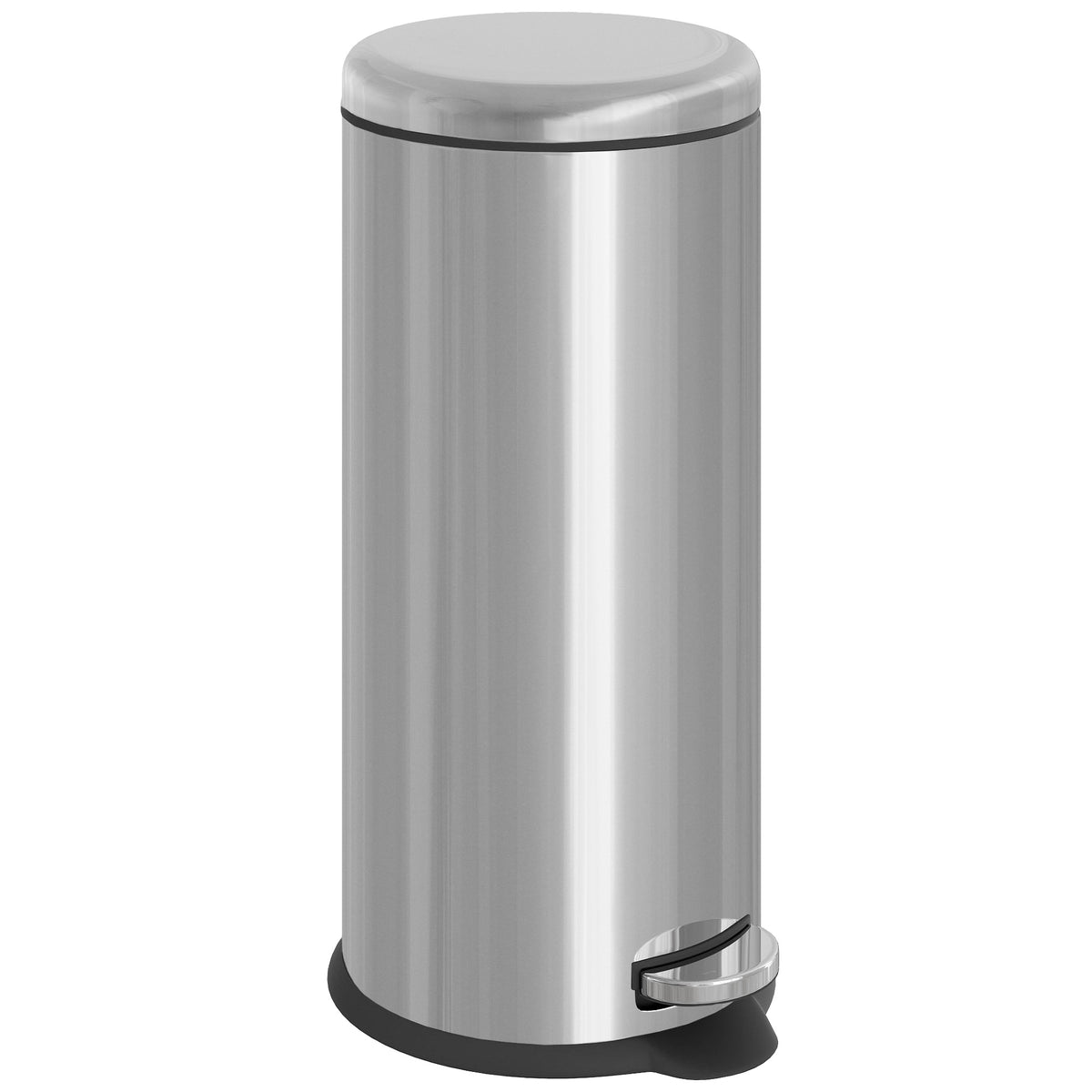 Balde de Lixo 30L Balde de Lixo com Abertura no Pedal Fechamento Suave e Cubo Amovível Aço Inoxidável Ø29,2x62,9 cm Prata — foto 1