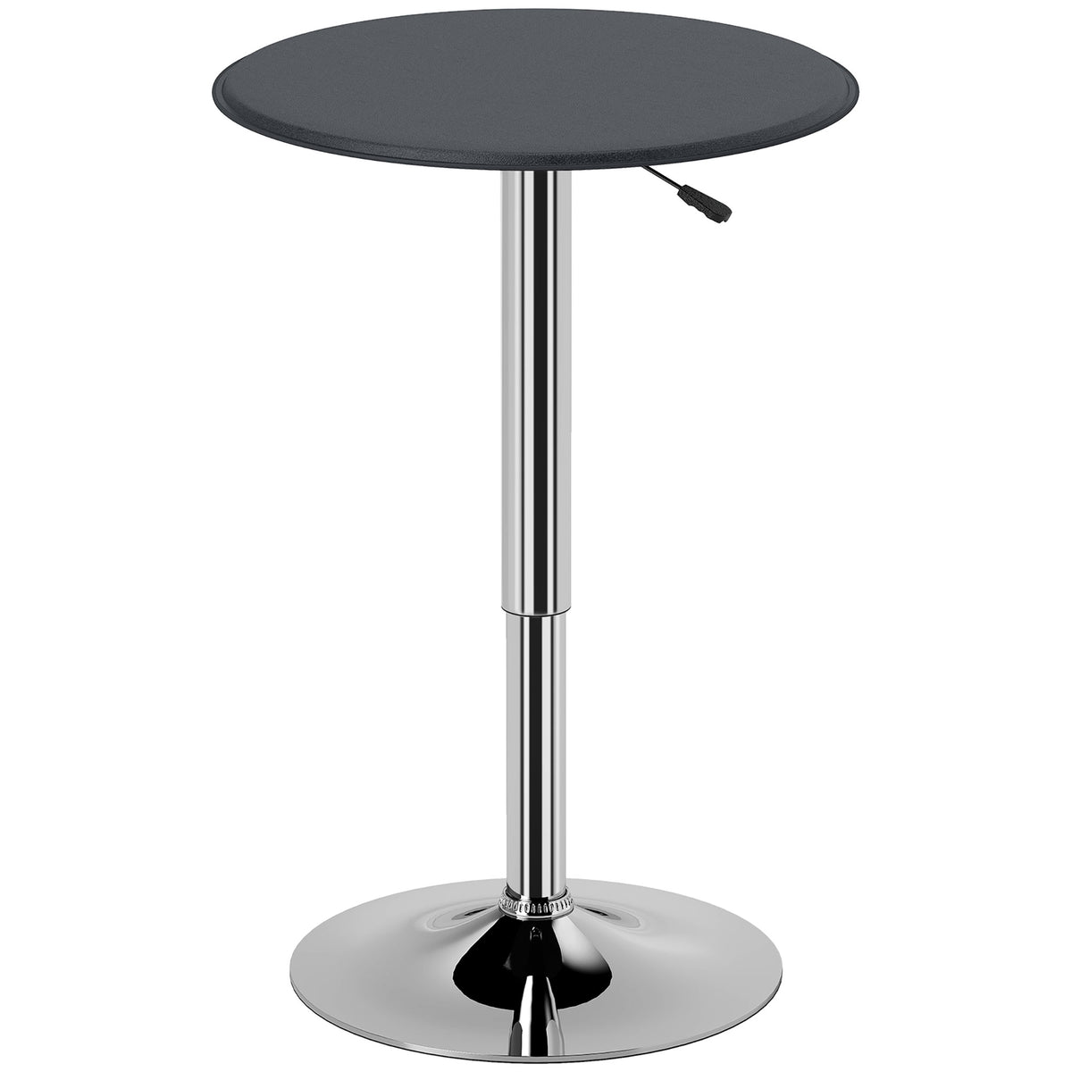 Mesa de Bar Redonda Ajustável em Altura 67-93 cm, Mesa Alta de Bar, Tampo Ø63 cm Giratório 360°, com Base Redonda de Metal Cromado, para Cozinha, Sala de Jantar, Preto — foto 1