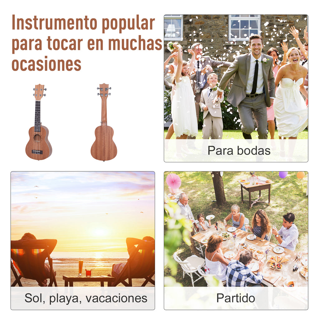 Ukelele 21 Polegadas Ukelele Soprano para Principiantes Ukelele apto para Concerto com Cordas de Nylon Material Madeira 53x17,5x6,2 cm Madeira — foto 5