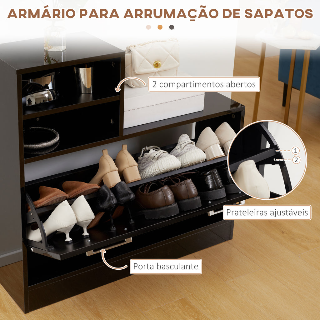 Móvel Cabide de Entrada com Espelho Cabide e Sapateira Móveis de Entrada com 6 Ganchos e Prateleiras para 8 Pares de Sapatos para Corredor Preto — foto 6