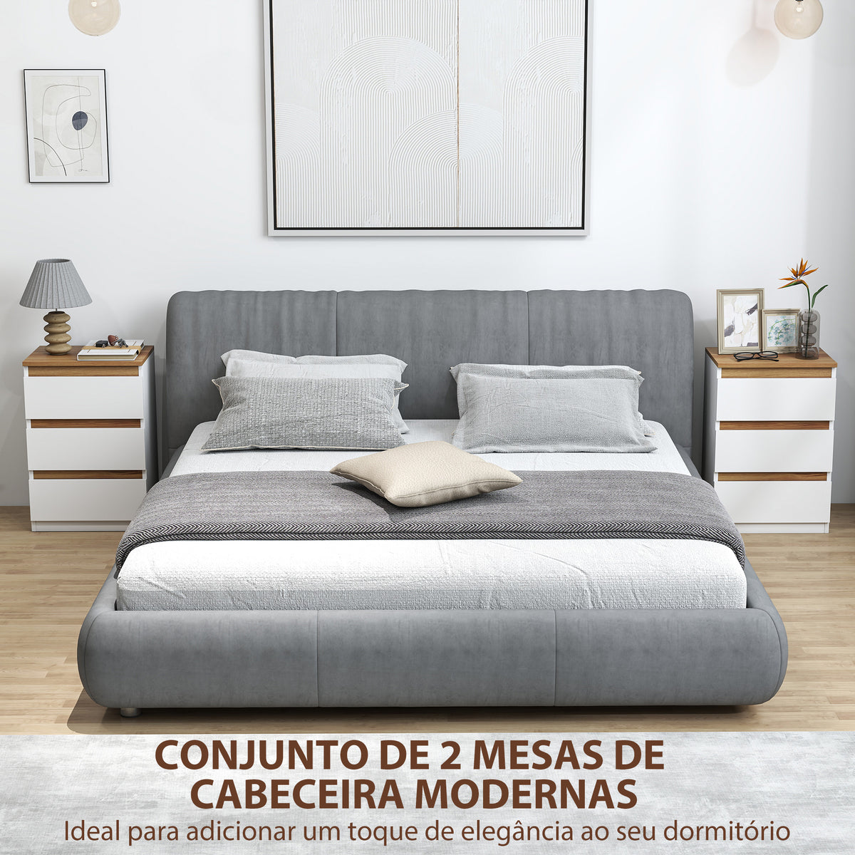Conjunto de 2 Mesas de Cabeceira com 3 Gavetas Mesas de Cabeceira para Dormitório Estreitas 40x30x59,5 cm Branco — foto 4