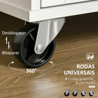Carrinho de Cozinha com Rodas Móvel Auxiliar de Cozinha com 2 Gavetas 2 Portas Prateleira Ajustável e Suporte para Guardanapos para Sala de Jantar Sala de Estar 104x46x91 cm Branco — foto 5