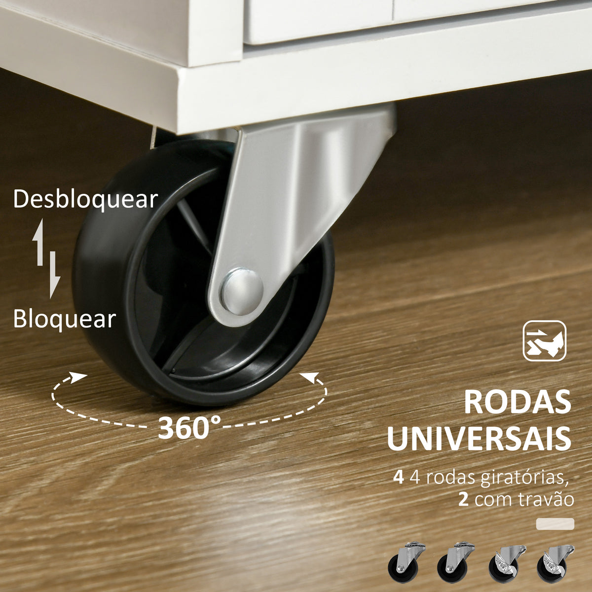 Carrinho de Cozinha com Rodas Móvel Auxiliar de Cozinha com 2 Gavetas 2 Portas Prateleira Ajustável e Suporte para Guardanapos para Sala de Jantar Sala de Estar 104x46x91 cm Branco — foto 5