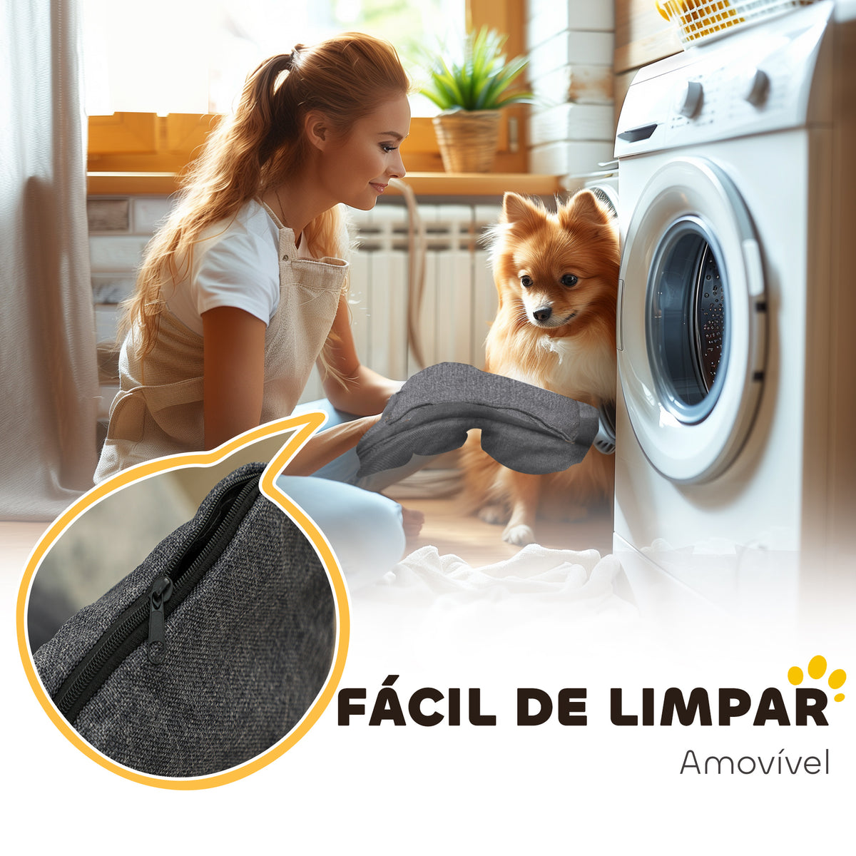 Cama para Cães Pequenos Cama para Animais de Estimação com 2 Almofadas Cama para Cães com Base Antiderrapante Capa Amovível e Lavável 70x50x30 cm Cinza — foto 8