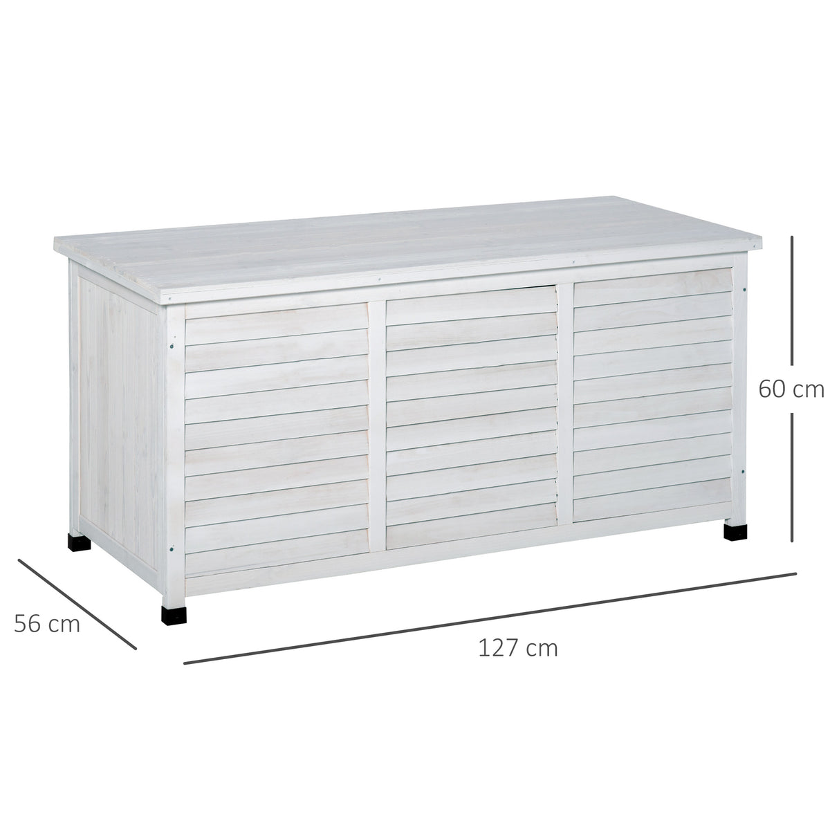 Baú de madeira ao ar livre Caixa de armazenamento de jardim com tampa que pode ser aberta 127x56x60 cm Branco — foto 3