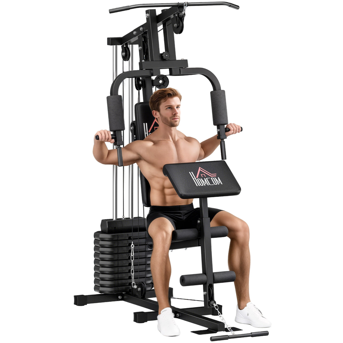 Multiestação de Musculação Máquina de Musculação com Placas de Peso de 45 kg Carga Máx. 100 kg para Treino Fitness em Casa Ginásio Preto — foto 1
