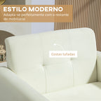 Poltrona Sala de Estar Moderna Poltrona Dormitório com Apoio para os Braços e Pés de Madeira Sofá Individual para Escritório Carga 125 kg 78x70x75 cm Creme — foto 6