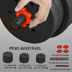 Conjunto de Halteres de 20 kg 2 em 1 com Barras de Conexão e Barra de Extensão Treinamento de Força e Levantamento de Pesos para Casa Escritório Ginásio Preto — foto 6